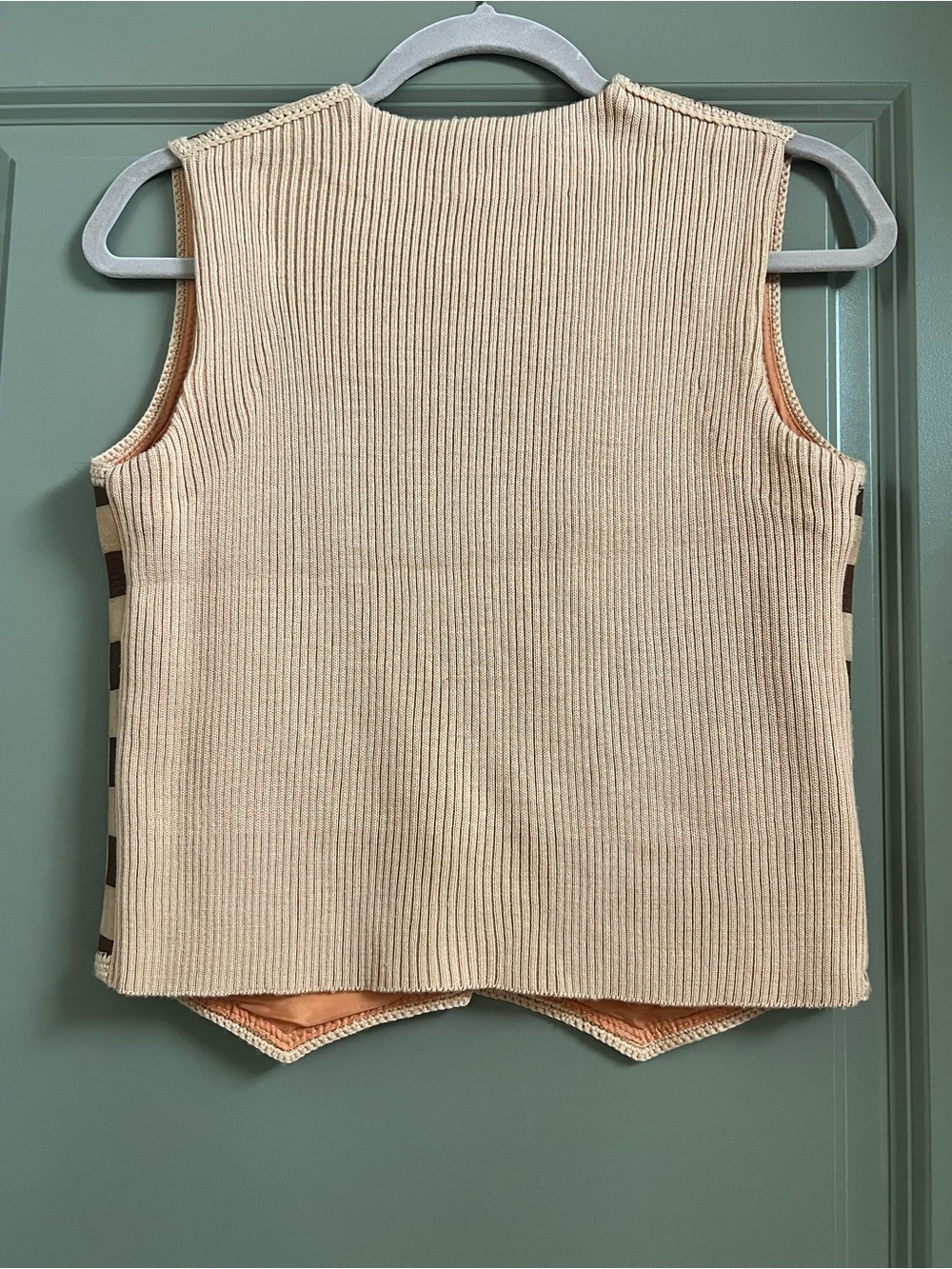 Vintage Leather and Wool Checkered Vest DiCosta Size 6 - Picture 3 of 3